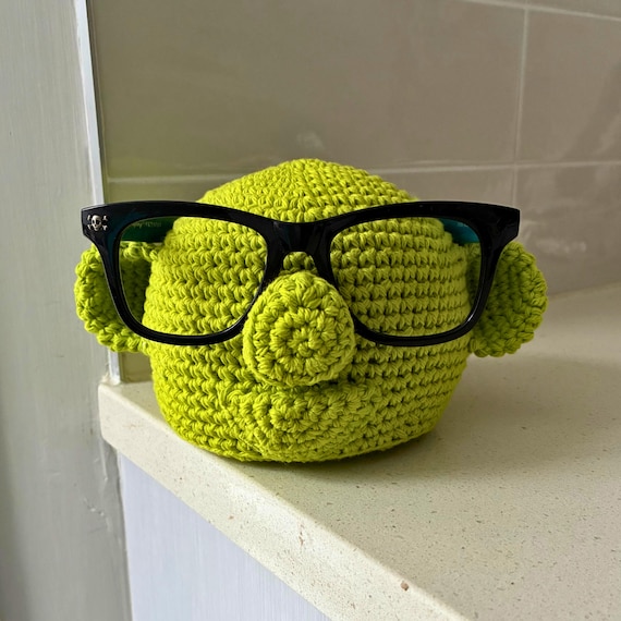 Hand Crocheted Bunsen Muppet Glasses Holder - 1 in Stock, Cute Eyeglass Stand, Kids Desk Organizer, Fun Gift for Kids