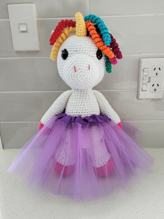 Hand Crocheted Unicorn Doll | Cotton Yarn, Colorful Mane