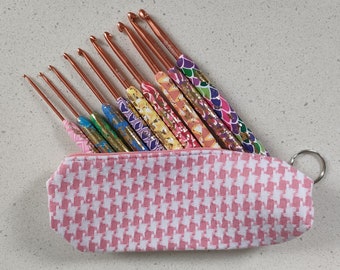 10 Piece Gold Foil Crochet Hook Set Incl Case | Accessories Kit | Gift For Crocheter | Crocheting Tools
