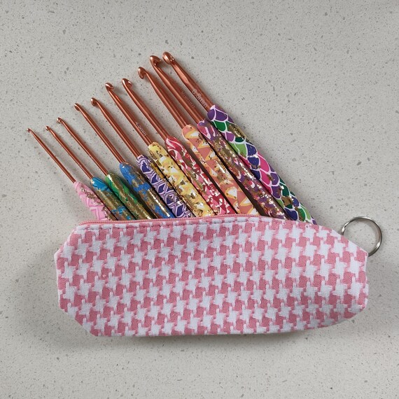 10 Piece Gold Foil Crochet Hook Set Incl Case | Accessories Kit | Gift For Crocheter | Crocheting Tools