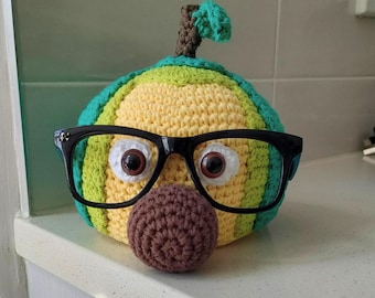 Hand Crocheted Avocado Glasses Holder - 1 in Stock, Cute Eyeglass Stand, Kids Desk Organizer, Fun Gift for Girls, Crochet Glasses Holder