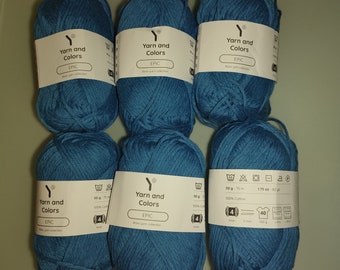 Yarn and Colours EPIC range 100% cotton - 6 pack PACIFIC BLUE