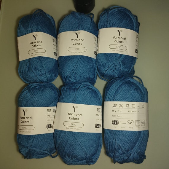Yarn and Colours EPIC range 100% cotton - 6 pack PACIFIC BLUE