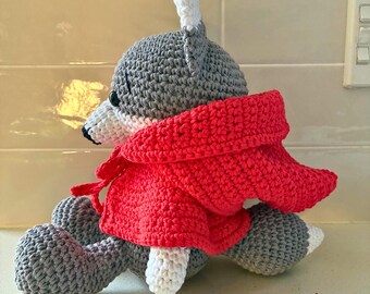 手編みコットン製赤ずきんオオカミぬいぐるみ - Etsy 日本