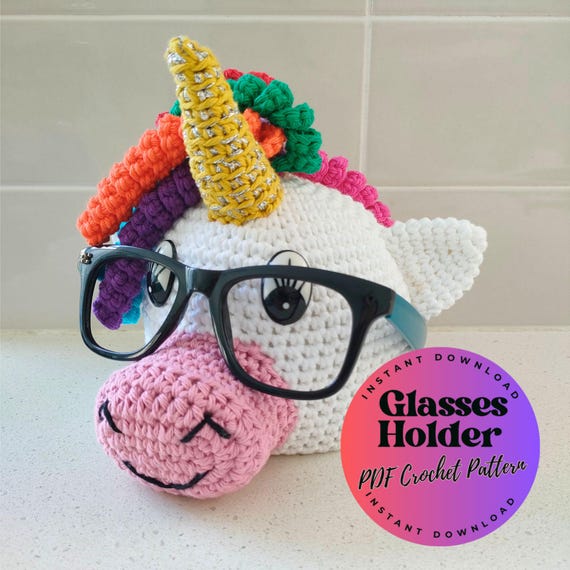 Unicorn Glasses Holder PDF Crochet Pattern – Desk Organizer (Digital Download)