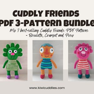 Modelli all'uncinetto Cuddly Friends: Broclette, Crumpet, Mazzetto (Download PDF)