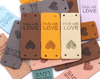 Leather Labels for Handmade Fibre Crafts - Packs of 20 multicolour