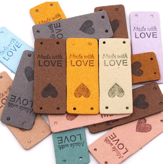 Leather Labels for Handmade Fibre Crafts - Packs of 20 multicolour