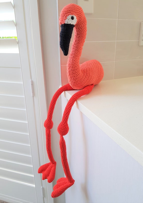 Hand Crocheted Fanny the Flamingo | Skeleton Flamingo Plush | Pink Flamingo | Flamingo Gift | Amigurumi Flamingo | Flamingo Stuffed Animal