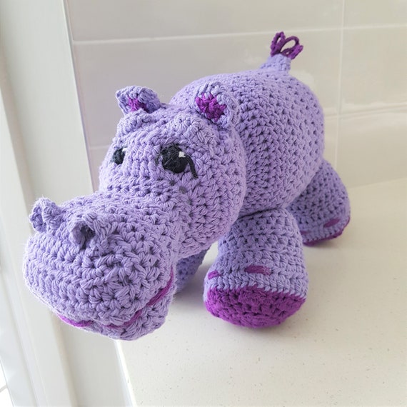 Hand Crocheted Hannah the Hippo Snuggler | Newborn Gift | Plush Hippo | Hippo Toy | Hippo Figurine