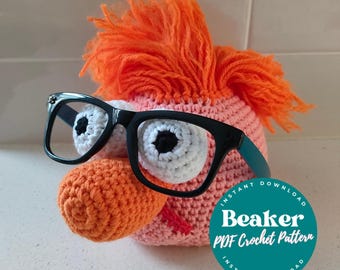 Beaker Muppet GLASSES HOLDER - PDF Crochet Pattern, Cute Crochet Eyeglass Holder Design, Fun Beaker Sunglasses Holder, Perfect Gift for Kid