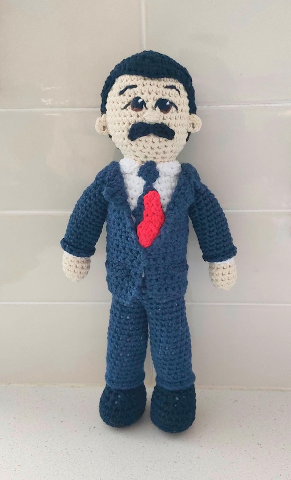 Hand Crocheted Flight Attendant Doll: Custom Cabin Crew Gift