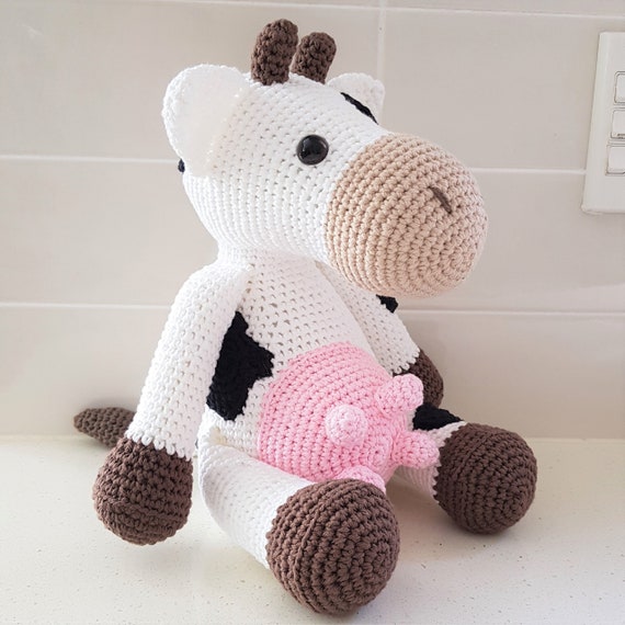 Hand Crocheted Lucy the Cow Cuddly Highland Cow Soft Toy | Cow Doll | Crochet Toy | Farm Animal Plush | Crochet Highland Cow