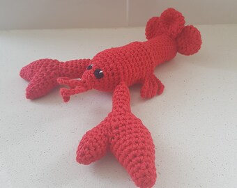 Hand Crocheted Louis The Lobster | Cute Lobster | Animal Figurine Model | Large Toy Figurine | Lobster Toy