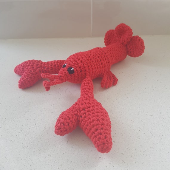 Hand Crocheted Louis The Lobster | Cute Lobster | Animal Figurine Model | Large Toy Figurine | Lobster Toy