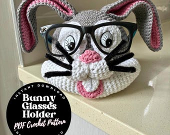 Bunny Glasses Holder Pattern, Rabbit Glasses Holder, Adorable Crochet Eyewear Stand PDF, DIY Amigurumi Tutorial, PDF Downloadable Guide,