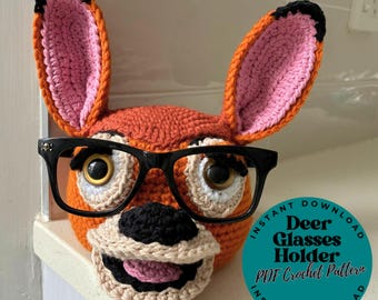 DEER Glasses Holder - PDF Crochet Pattern, Crochet DIY Accessory, Unique Gift for Glasses Lovers, Craft Supplies