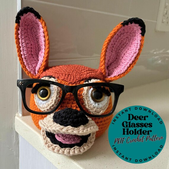 Deer Glasses Holder Crochet Pattern: DIY Craft Accessory (PDF)
