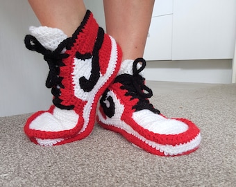 Hand Crocheted Sports Slippers