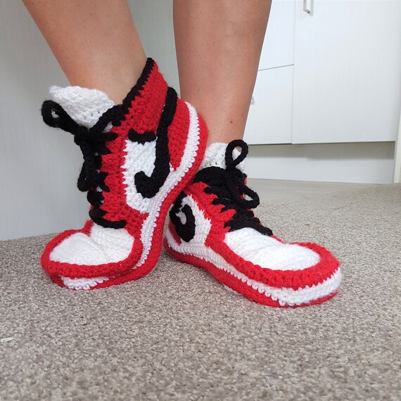 Hand Crocheted Sports Slippers