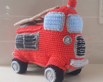 Hand Crocheted Fire Engine Fire Truck Ornament | Fire Engine | Vintage Toy | Kids Room Decor | Fire Truck Model | Models Of Yesteryear