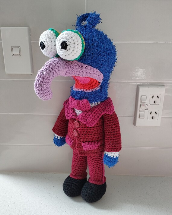 Vintage Muppet Show Hand Crocheted Gonzo Muppet