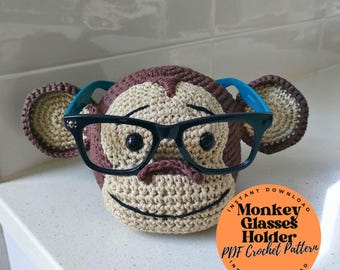Monkey GLASSES HOLDER - PDF Crochet Pattern, Cute Crochet Eyeglass Holder, Fun Animal Sunglasses Holder, Perfect Gift for Kid