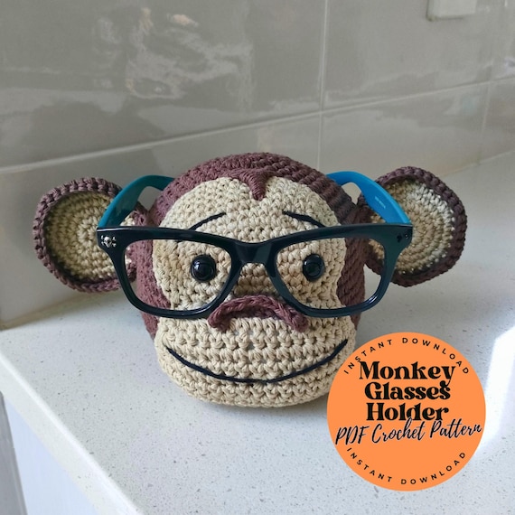 Monkey GLASSES HOLDER - PDF Crochet Pattern, Cute Crochet Eyeglass Holder, Fun Animal Sunglasses Holder, Perfect Gift for Kid