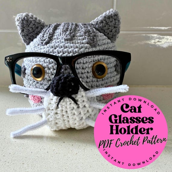 Crochet Cat Glasses Holder Pattern: Amigurumi Animal Stand (PDF Tutorial