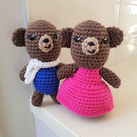 Hand Crocheted Set of Bears