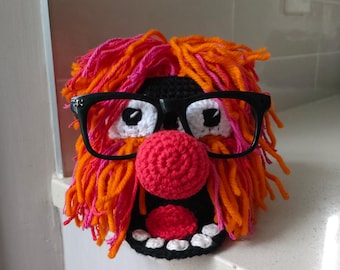 Hand Crocheted Animal Muppet Glasses Holder - 1 in Stock, Cute Eyeglass Stand, Kids Desk Organizer, Fun Gift for Kids