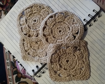 Hand Crocheted Blooming Blossom Coaster Set
