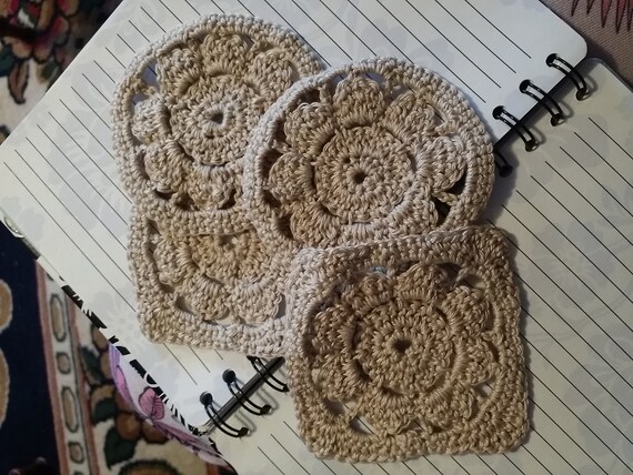 Hand Crocheted Blooming Blossom Coaster Set