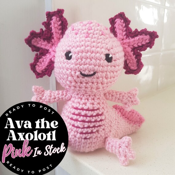 Hand Crocheted Pink Axolotl Plush - Flexible Sensory Toy