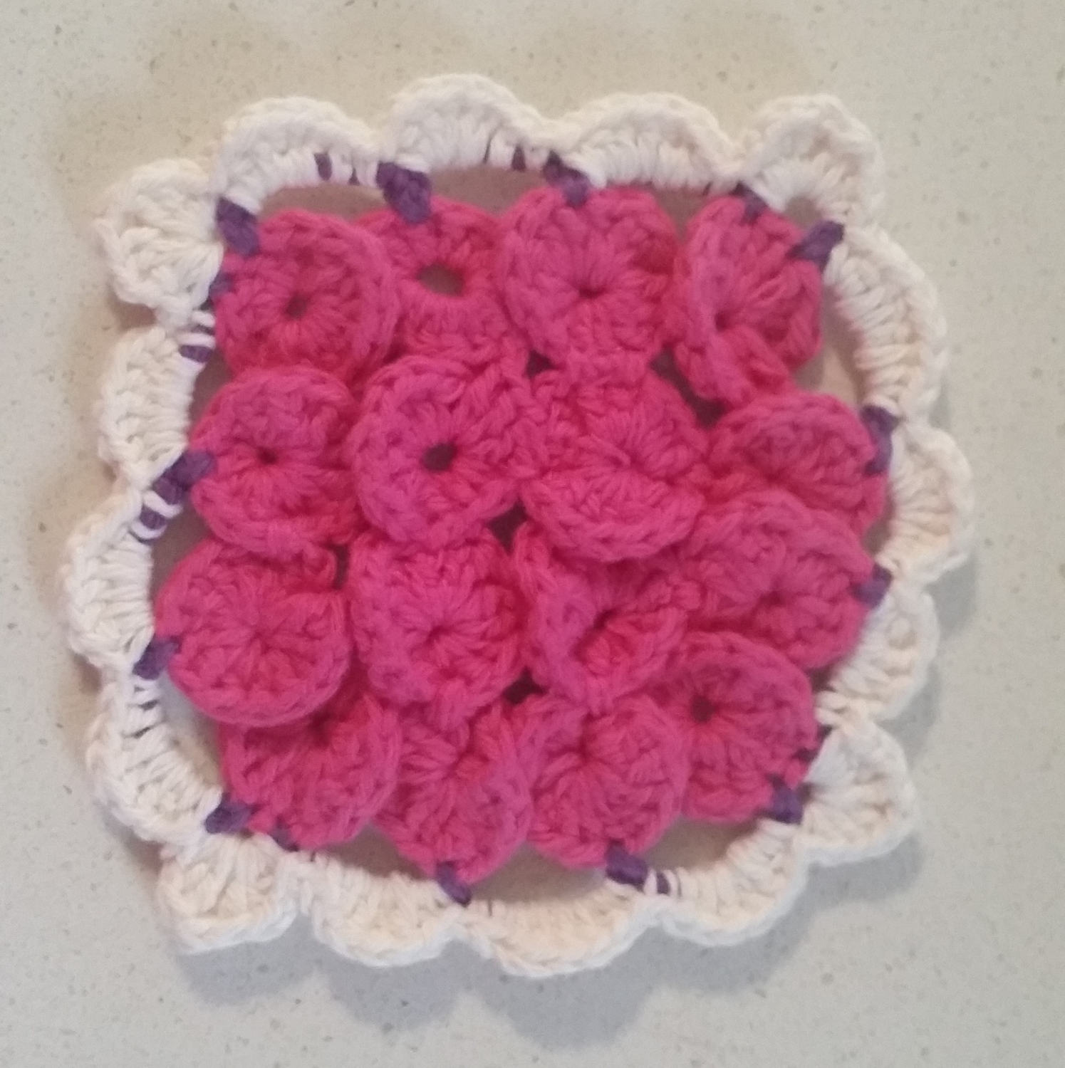 Hand Crocheted Set of 3 Floral Dishcloths 1 set in stock