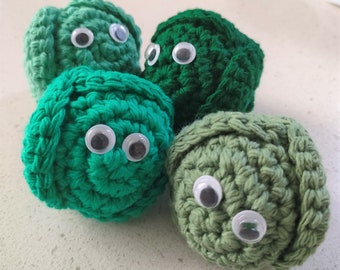 Hand Crocheted Set of Brussels Sprouts Gifts | Funny Christmas Gift | Adopt Little Brussels Sprout