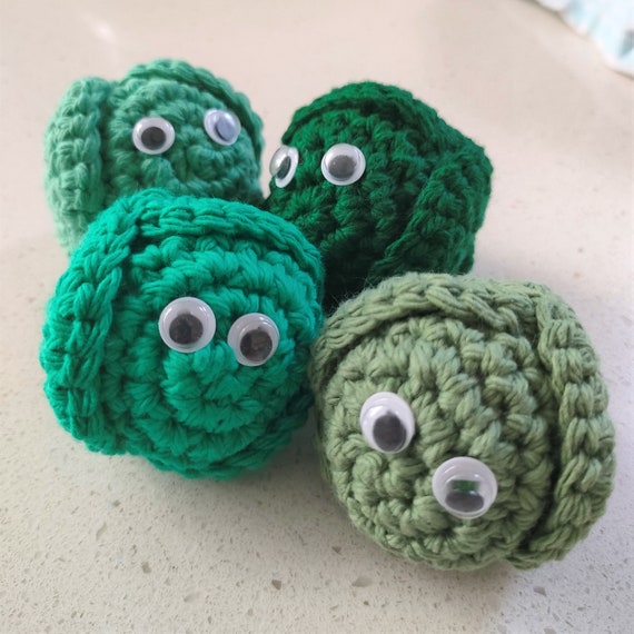 Hand Crocheted Set of Brussels Sprouts Gifts | Funny Christmas Gift | Adopt Little Brussels Sprout