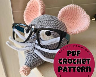 Mouse Glasses Holder Crochet Pattern: Animal Eyeglass Stand (PDF Pattern)