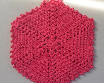 Hand Crocheted Trivet Hot Pad | Christmas Gift | Trivet For Teapot | Kitchen Trivet | Kitchen Decor
