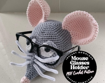 Mouse GLASSES HOLDER - PDF Crochet Pattern | Glasses Holder Stand | Mouse Eyeglasses Stand | Unique Gift Idea | Animal Glasses Holder