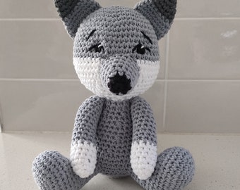 Hand Crocheted Jacob the Wolf Baby Shower Gift | Kids Wolf | Fidget Toy | Christmas Gifts 1Pc | Stuffed Wolf