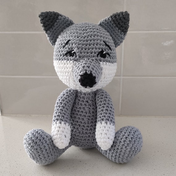 Hand Crocheted Jacob the Wolf Baby Shower Gift | Kids Wolf | Fidget Toy | Christmas Gifts 1Pc | Stuffed Wolf