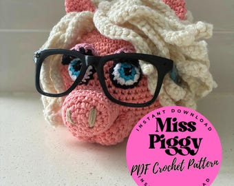 Miss Piggy Glasses Holder Crochet Pattern: Muppets Eyeglasses Stand (PDF Pattern)