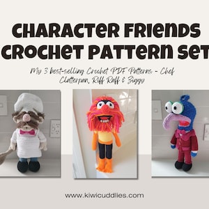 Set di 3 modelli PDF per realizzare all'uncinetto i personaggi di Riff Raff, Chef Clatterpan e Ziggy (Riff Raff, Chef Clatterpan e Ziggy).