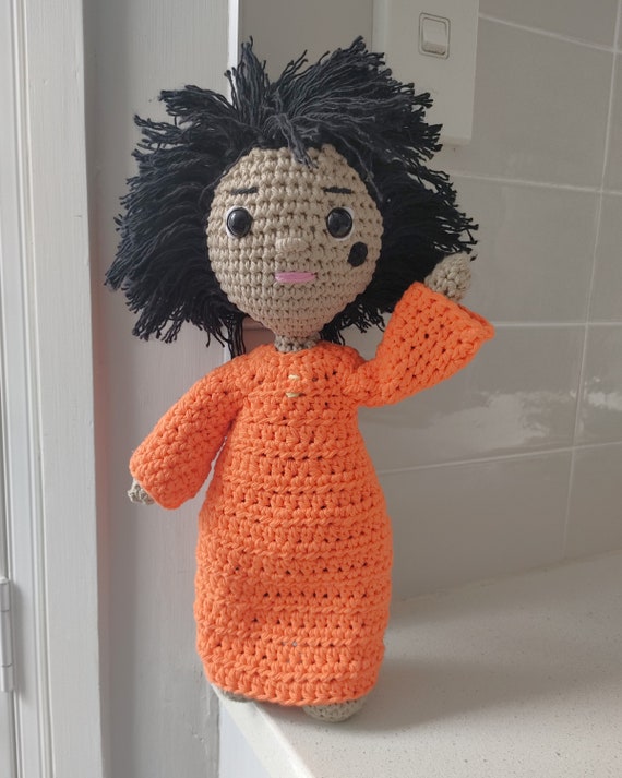 Hand Crocheted Sathya Sai Baba Doll: Cotton Yarn Figurine