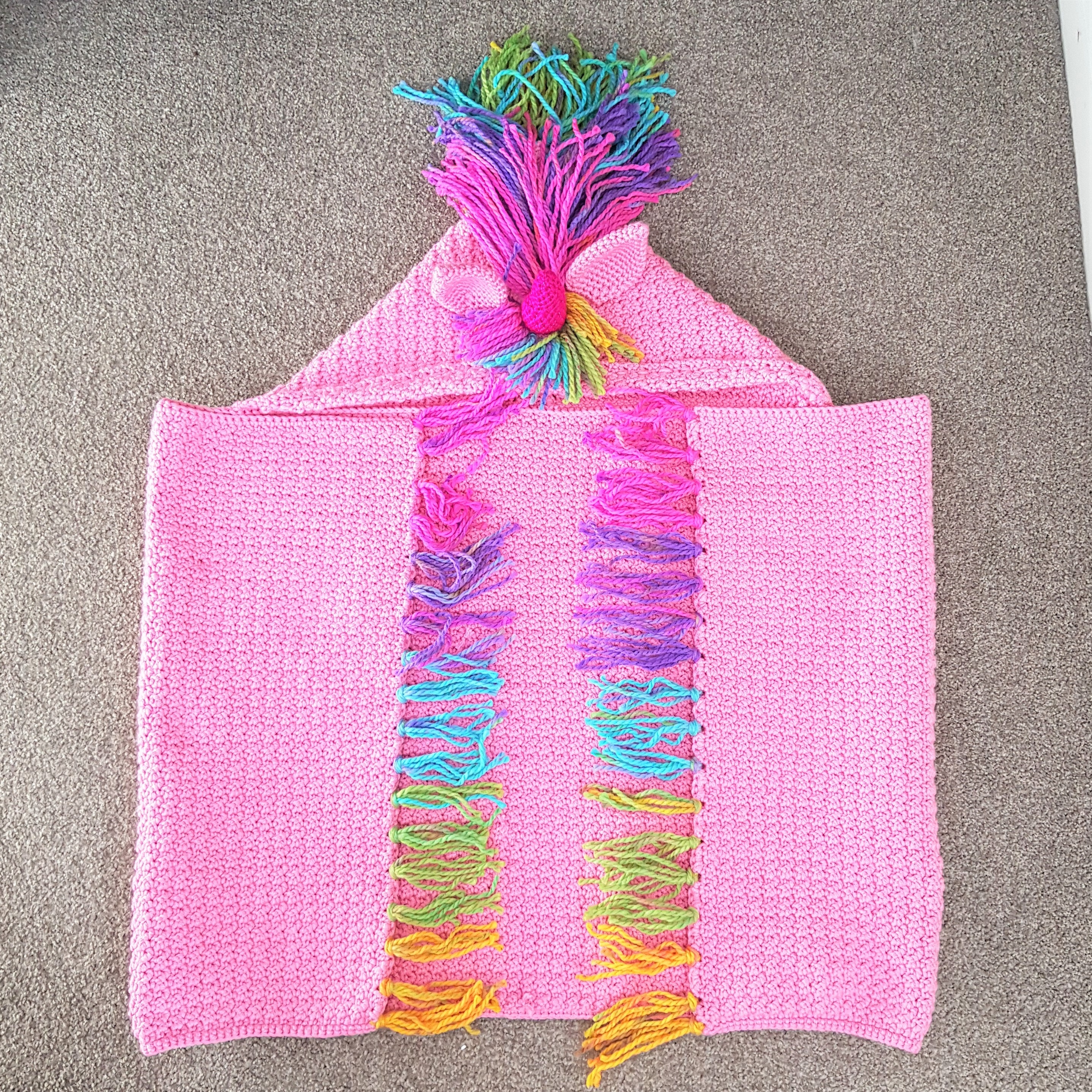 Hand Crocheted Hooded Unicorn Baby Blanket