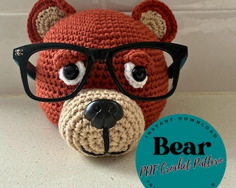 Bear GLASSES HOLDER - PDF Crochet Pattern, Cute Crochet Eyeglass Holder Pattern, Perfect Gift for Mother's Day, Adorable Bear Glasses Holder