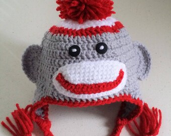 Hand Crocheted Sock Monkey Hat