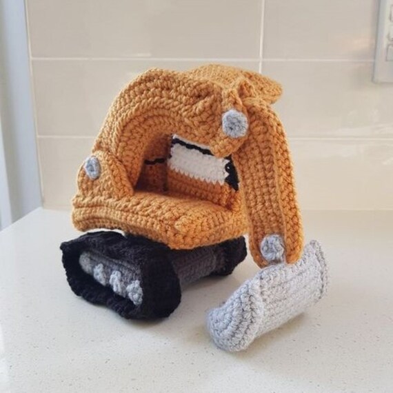 Hand Crocheted Excavator Birthday Gift | Dump Truck
