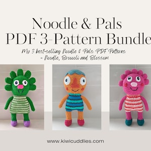 Noodle & Pals PDF 3-Pattern Bundle - Noodle, Broccoli and Blossom, Simple Songs, Pdf Instant Download